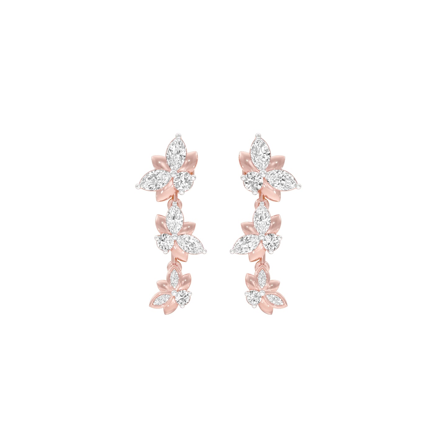 Metropolitan Bloom Diamond Drop Earrings 18 KT / Rose Gold