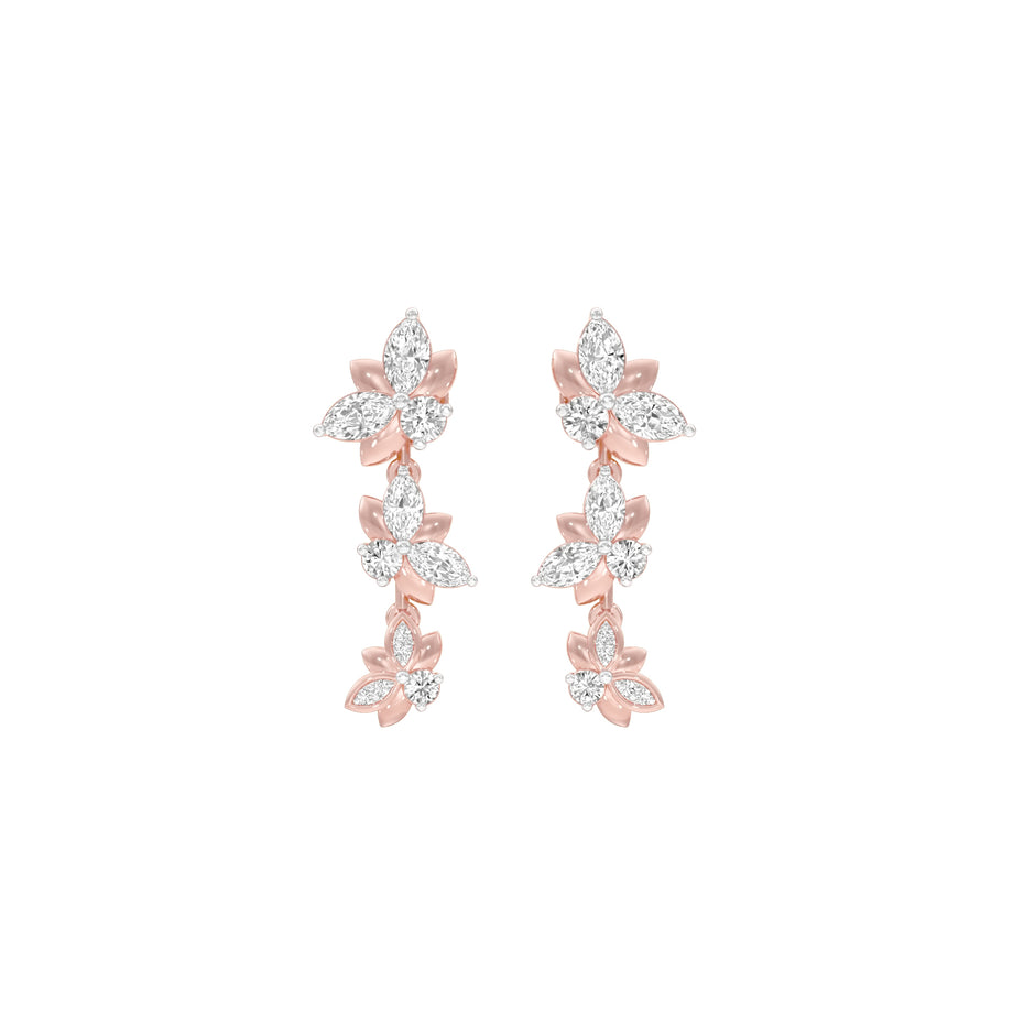 Metropolitan Bloom Diamond Drop Earrings 18 KT / Rose Gold
