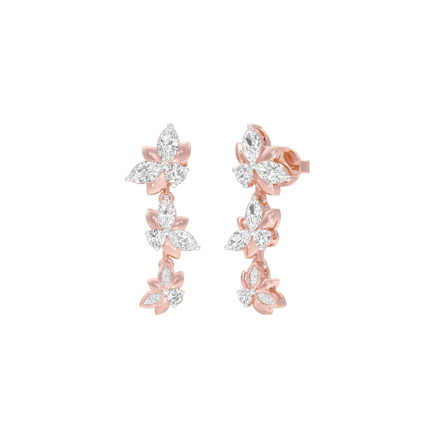 Metropolitan Bloom Diamond Drop Earrings 18 KT / Rose Gold
