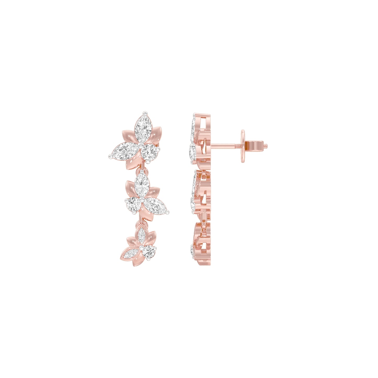 Metropolitan Bloom Diamond Drop Earrings 18 KT / Rose Gold