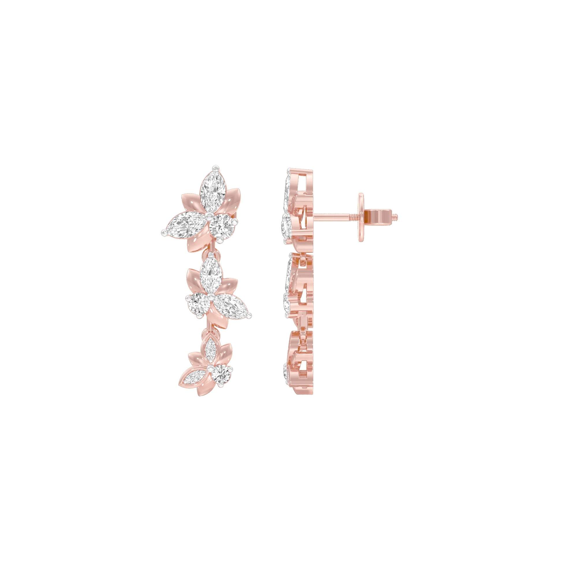 Metropolitan Bloom Diamond Drop Earrings 18 KT / Rose Gold