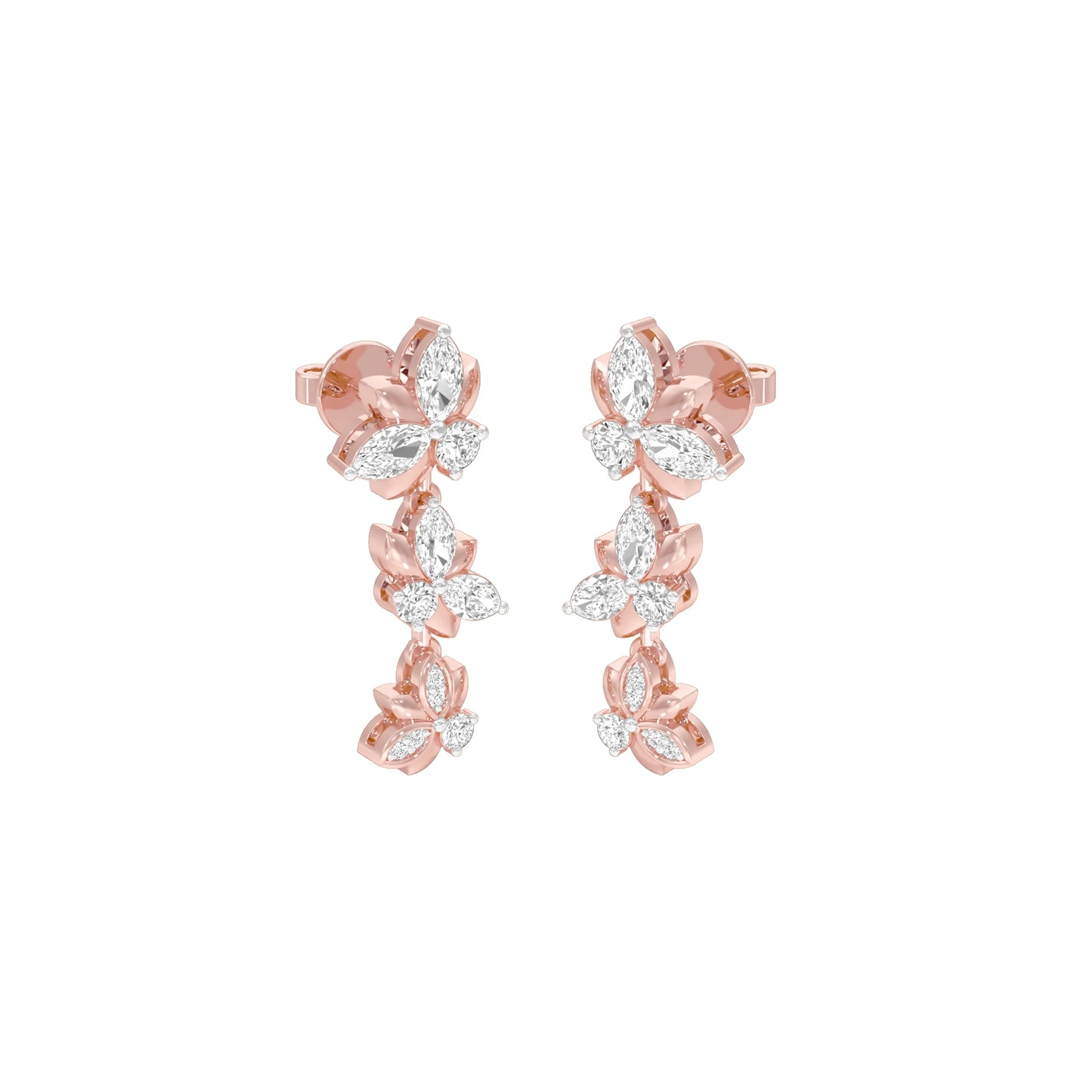 Metropolitan Bloom Diamond Drop Earrings 18 KT / Rose Gold