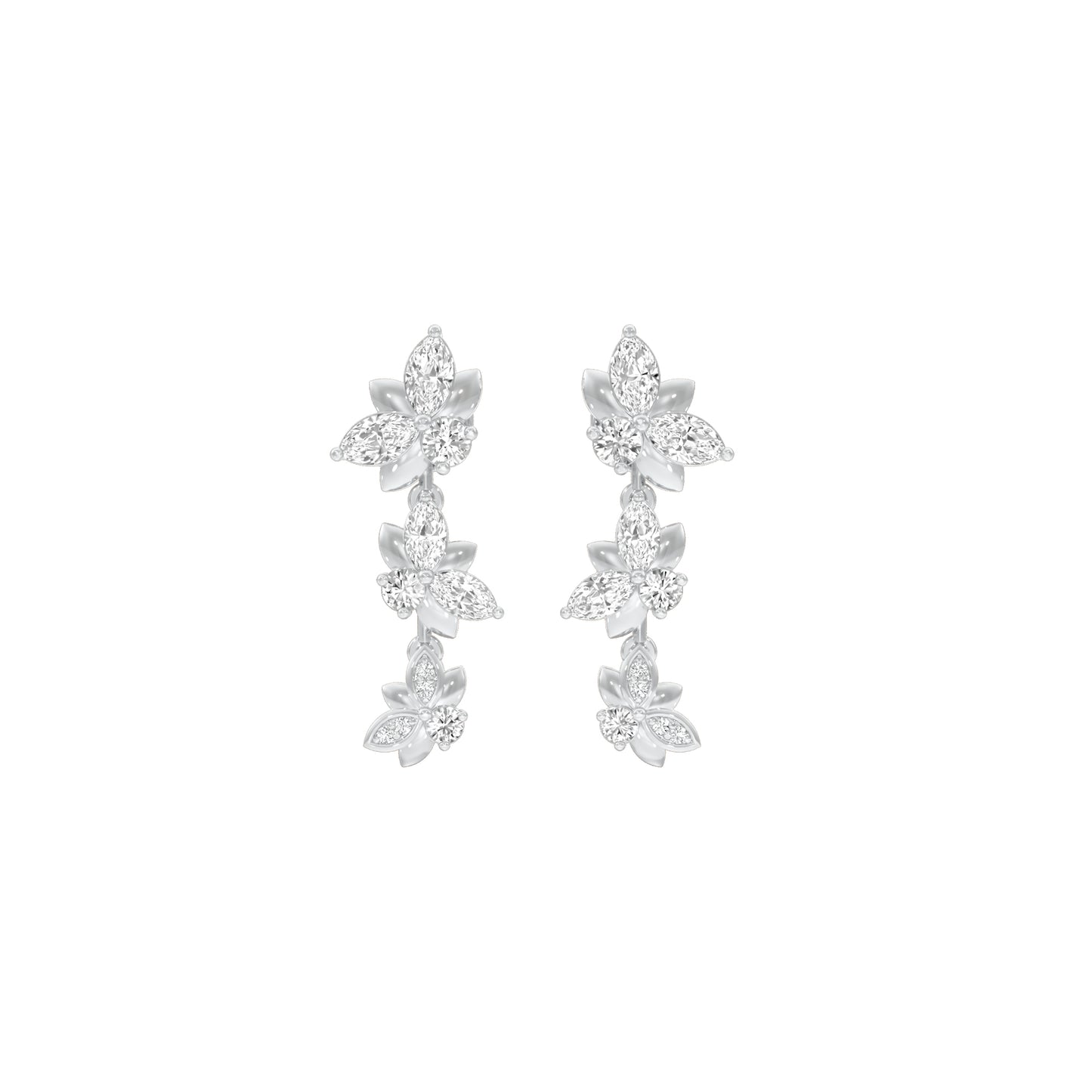 Metropolitan Bloom Diamond Drop Earrings 18 KT / White Gold