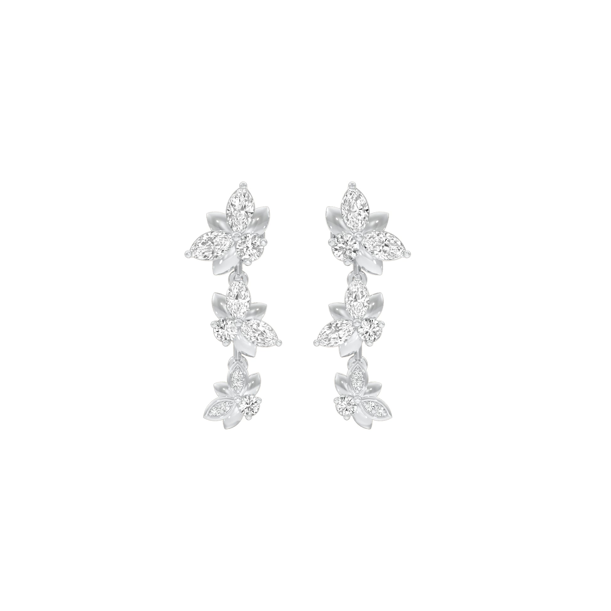 Metropolitan Bloom Diamond Drop Earrings 18 KT / White Gold