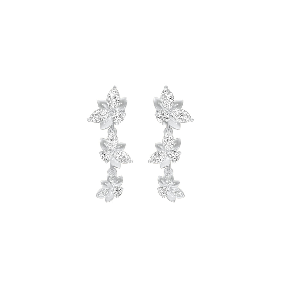 Metropolitan Bloom Diamond Drop Earrings 18 KT / White Gold