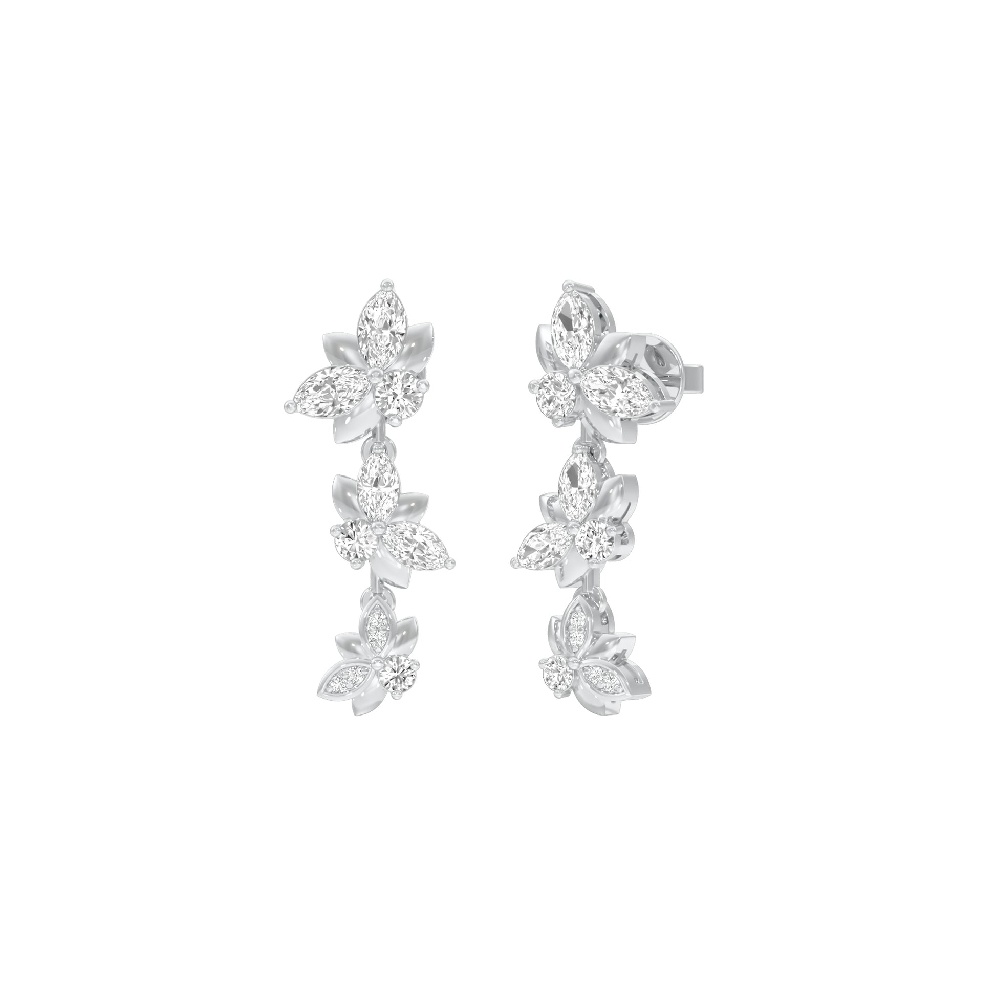 Metropolitan Bloom Diamond Drop Earrings 18 KT / White Gold