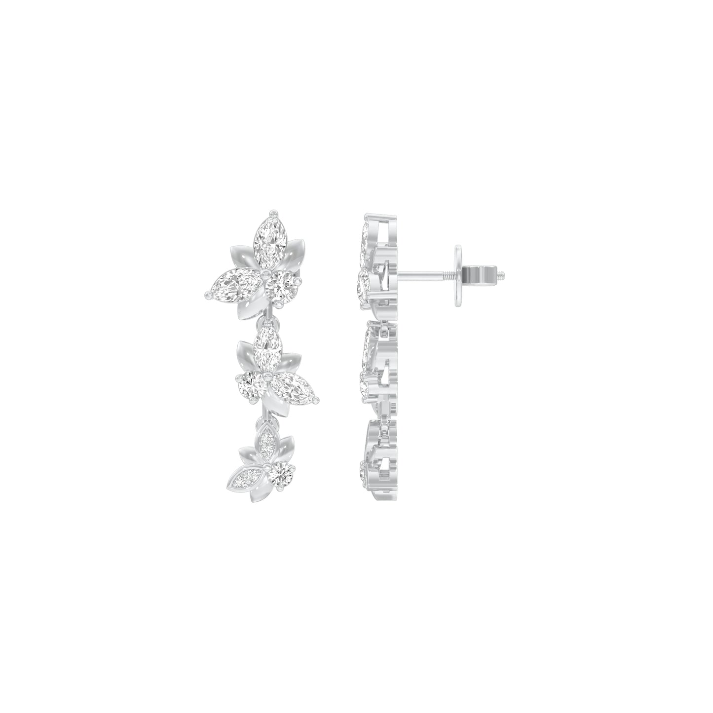 Metropolitan Bloom Diamond Drop Earrings 18 KT / White Gold