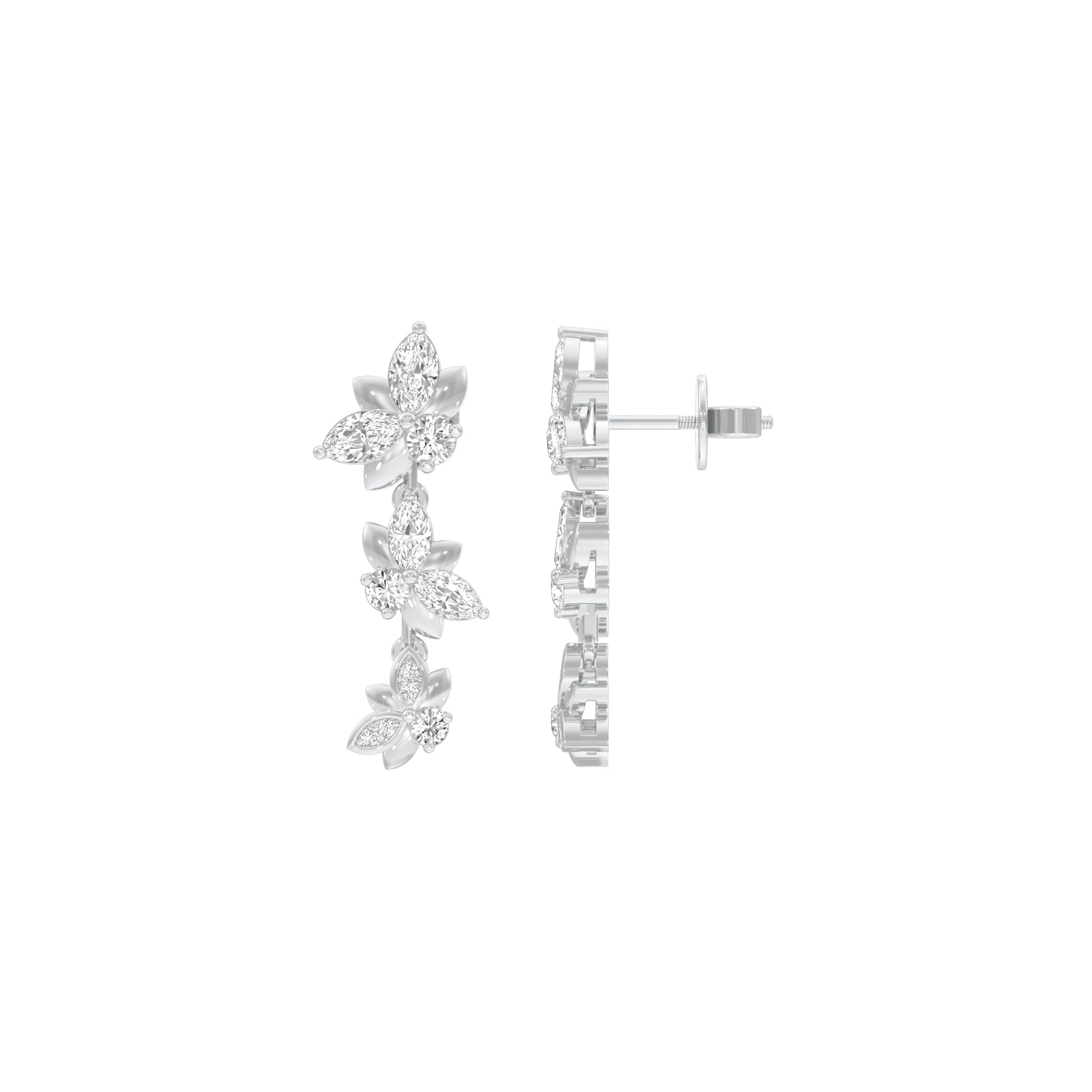 Metropolitan Bloom Diamond Drop Earrings 18 KT / White Gold
