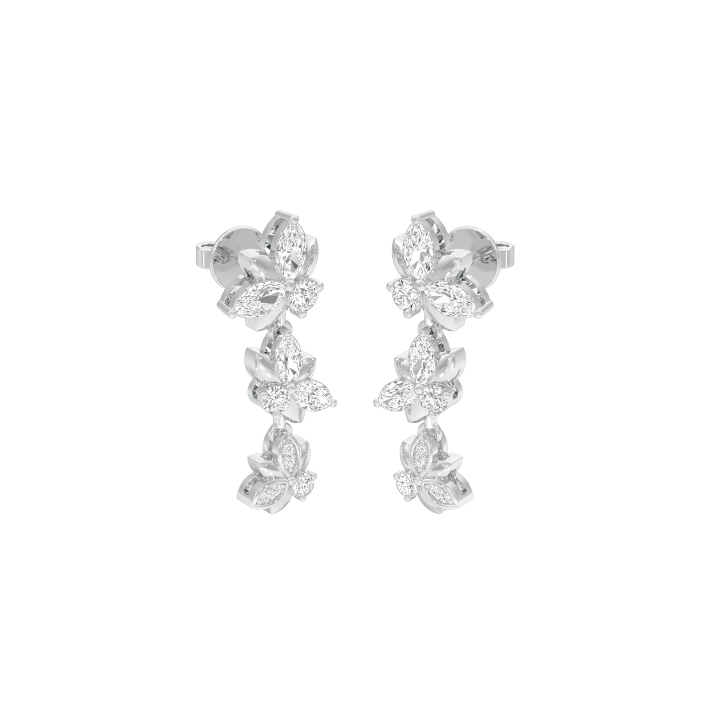 Metropolitan Bloom Diamond Drop Earrings 18 KT / White Gold