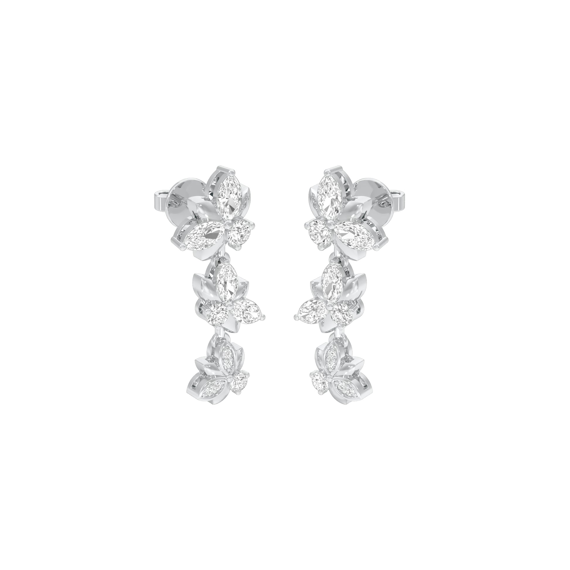 Metropolitan Bloom Diamond Drop Earrings 18 KT / White Gold