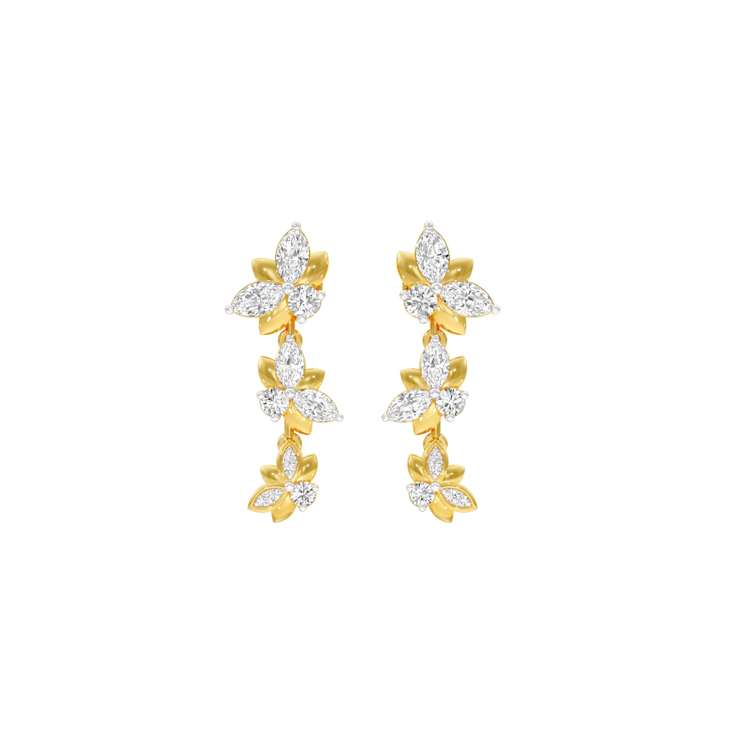 Metropolitan Bloom Diamond Drop Earrings 18 KT / Yellow Gold