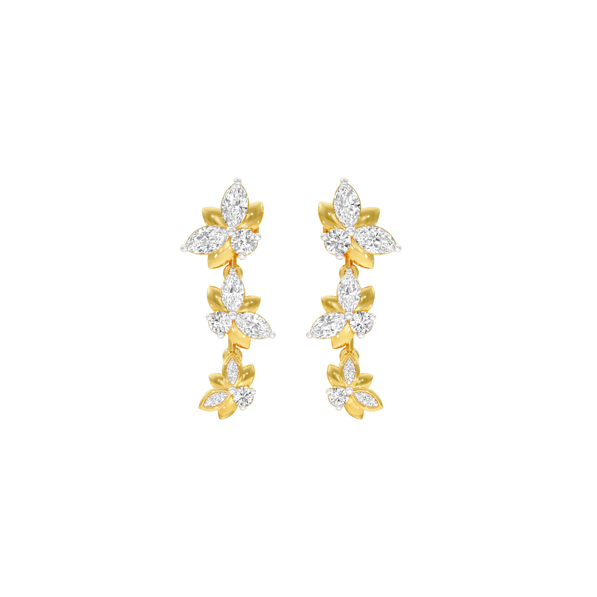Metropolitan Bloom Diamond Drop Earrings 18 KT / Yellow Gold