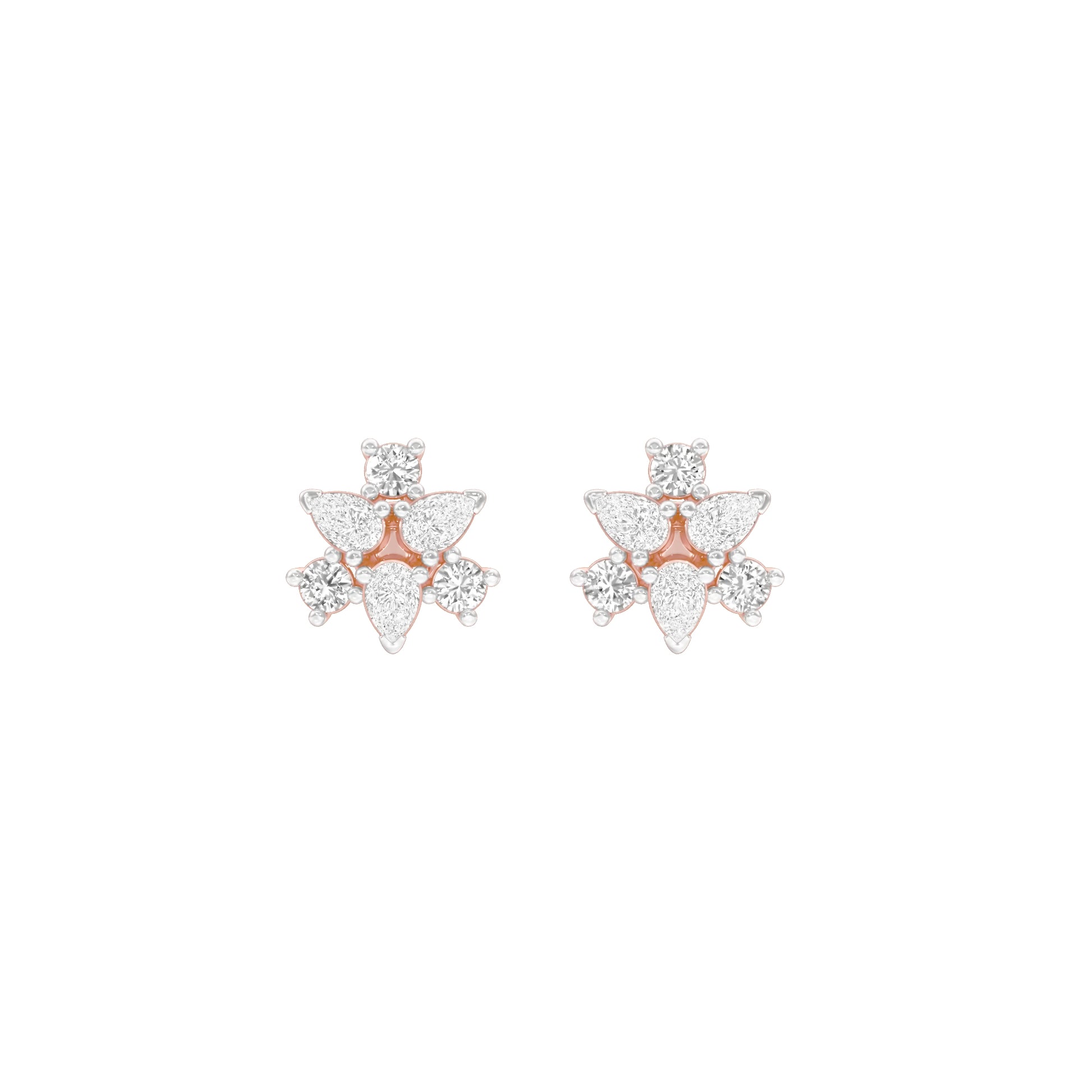 Trinity Glow Diamond Stud Earrings 18 KT / Rose Gold