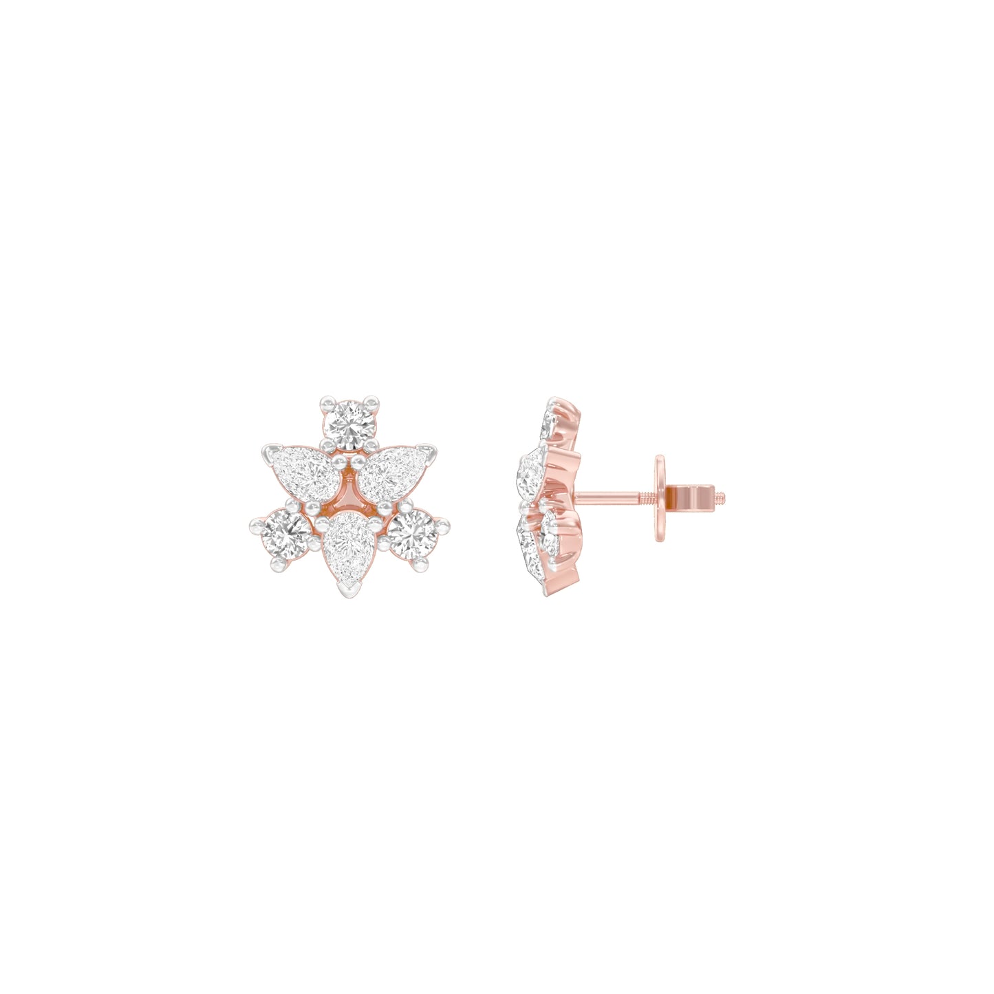 Trinity Glow Diamond Stud Earrings 18 KT / Rose Gold