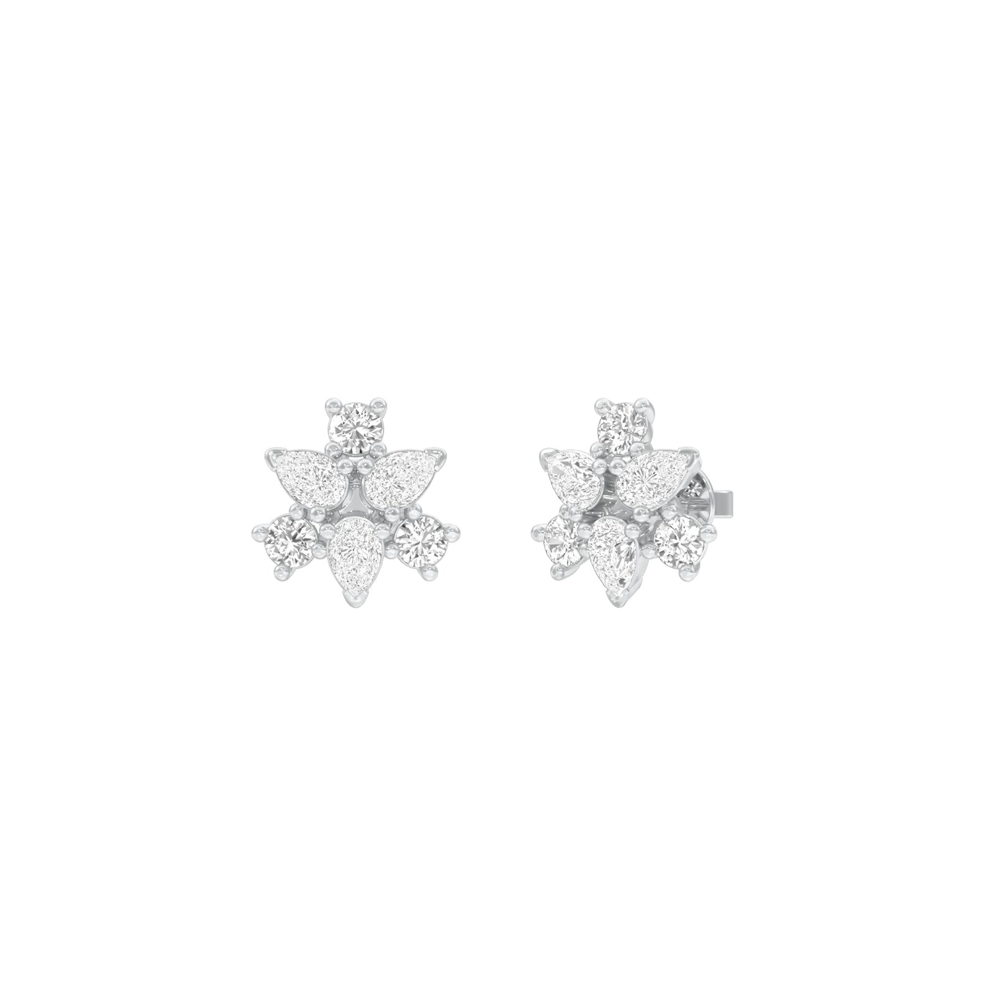 Trinity Glow Diamond Stud Earrings 18 KT / White Gold