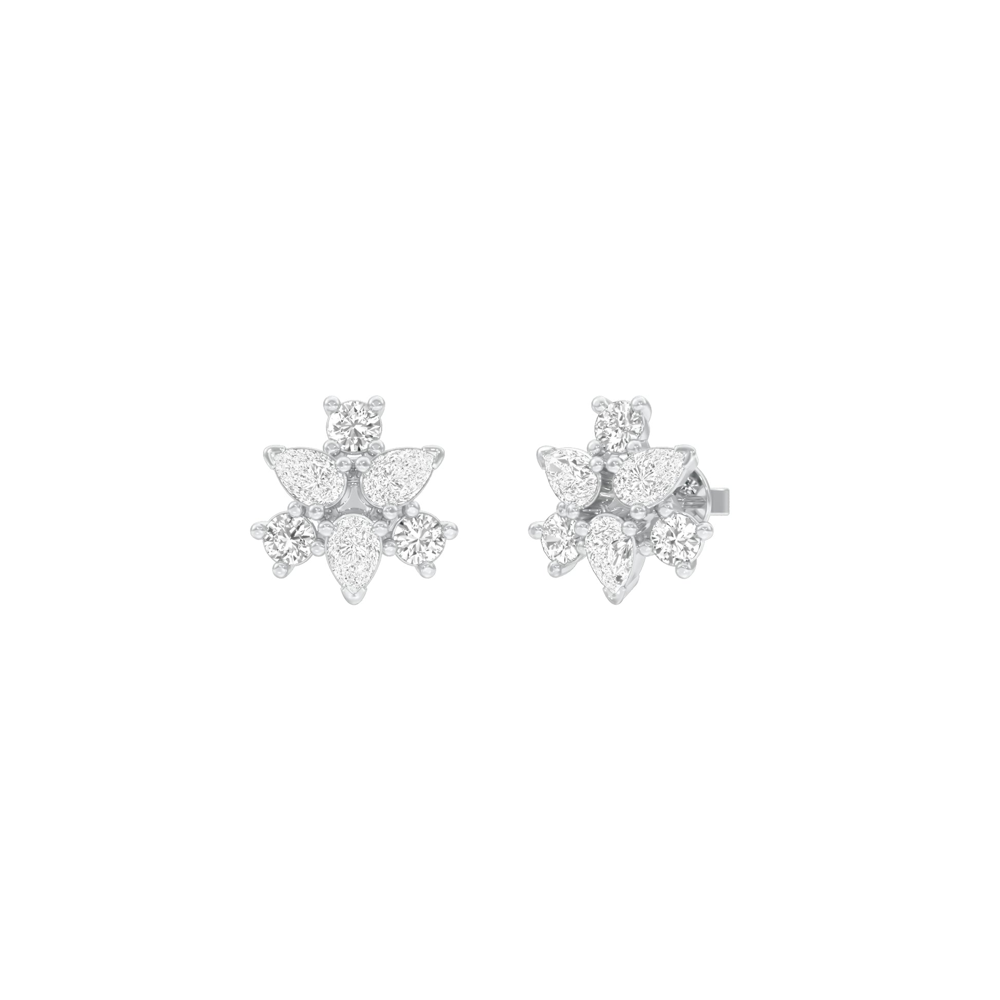 Trinity Glow Diamond Stud Earrings 18 KT / White Gold