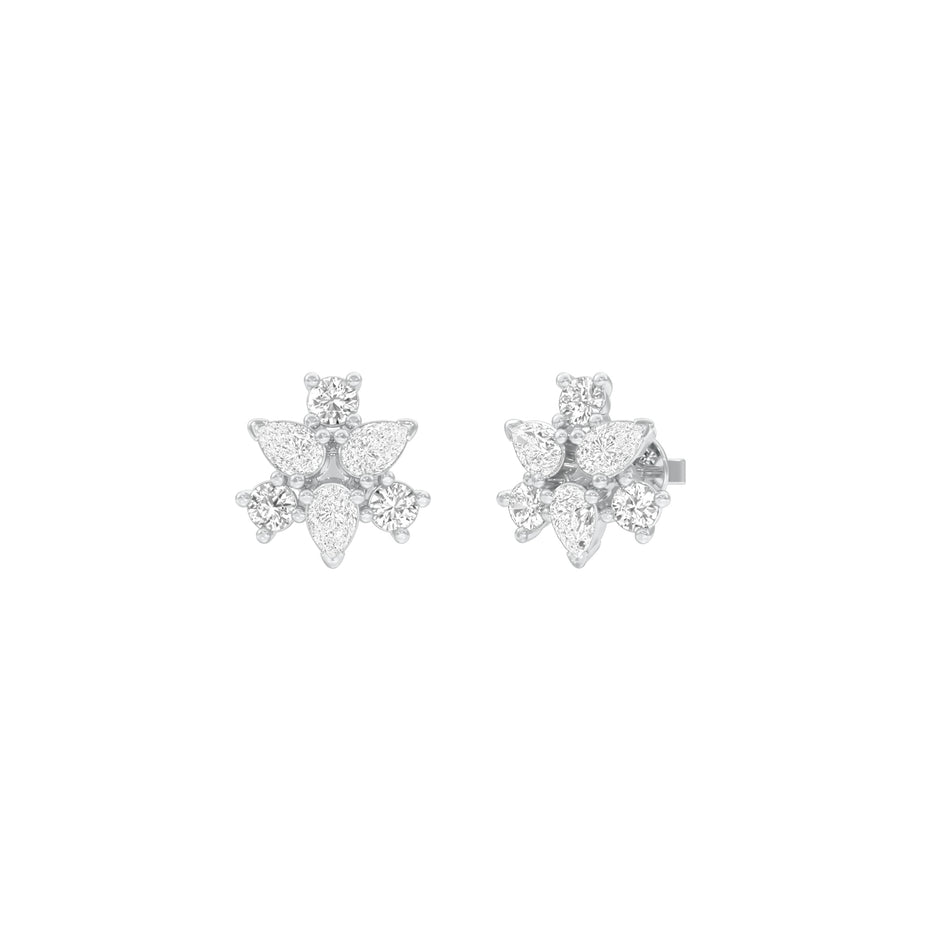 Trinity Glow Diamond Stud Earrings 18 KT / White Gold