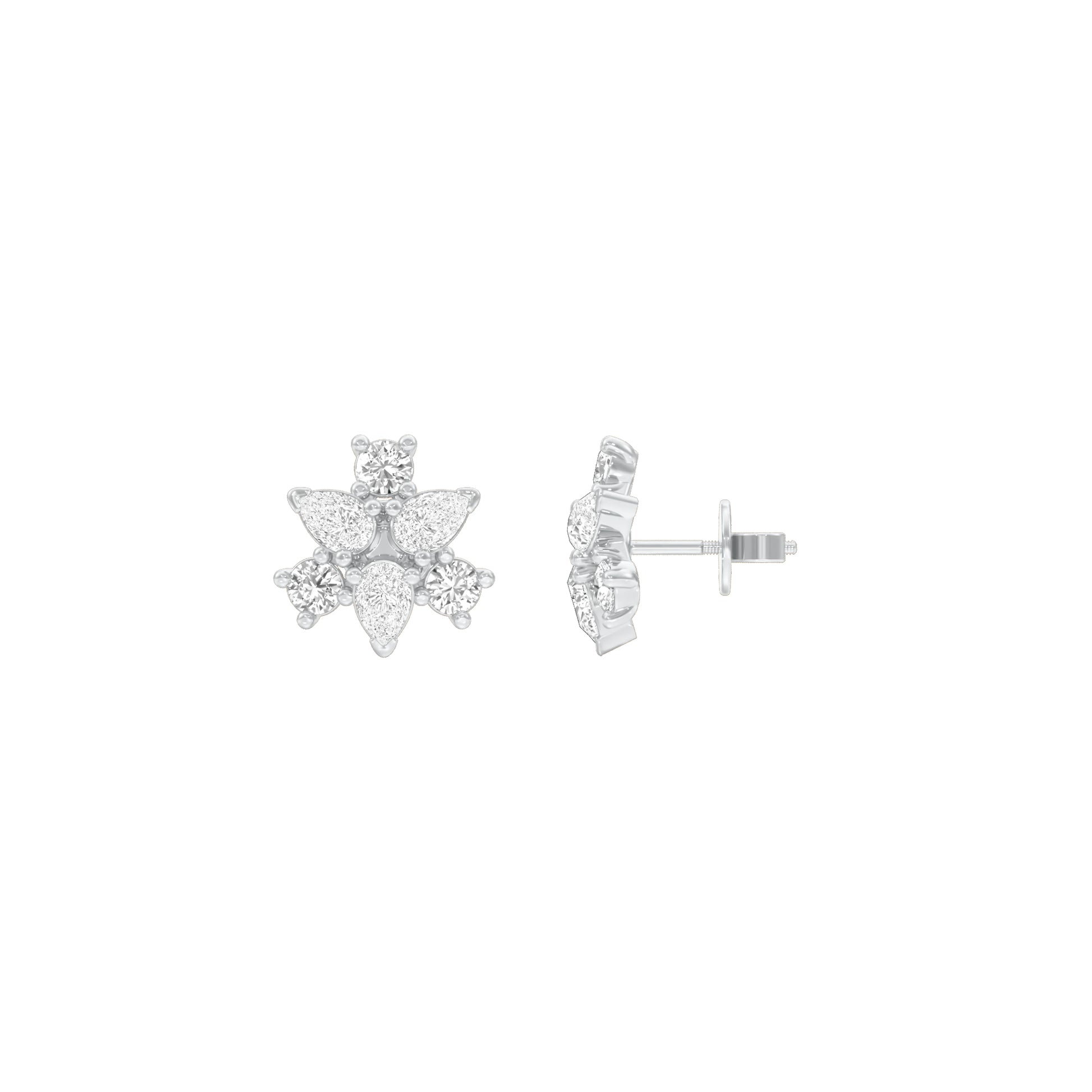 Trinity Glow Diamond Stud Earrings 18 KT / White Gold