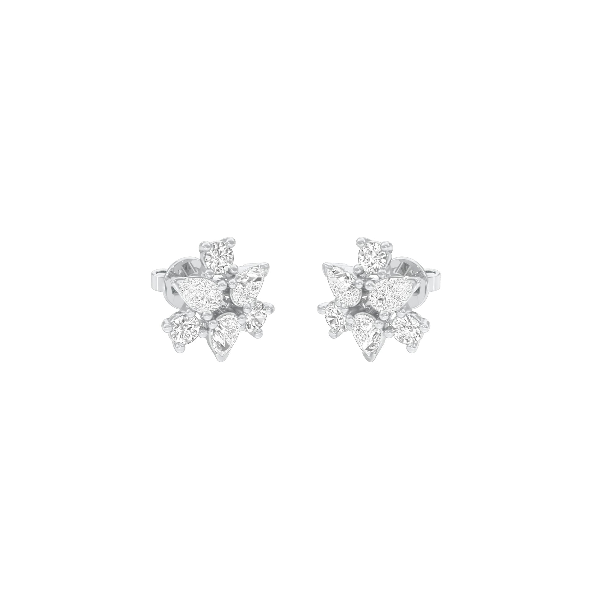 Trinity Glow Diamond Stud Earrings 18 KT / White Gold