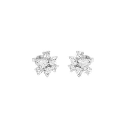Trinity Glow Diamond Stud Earrings 18 KT / White Gold