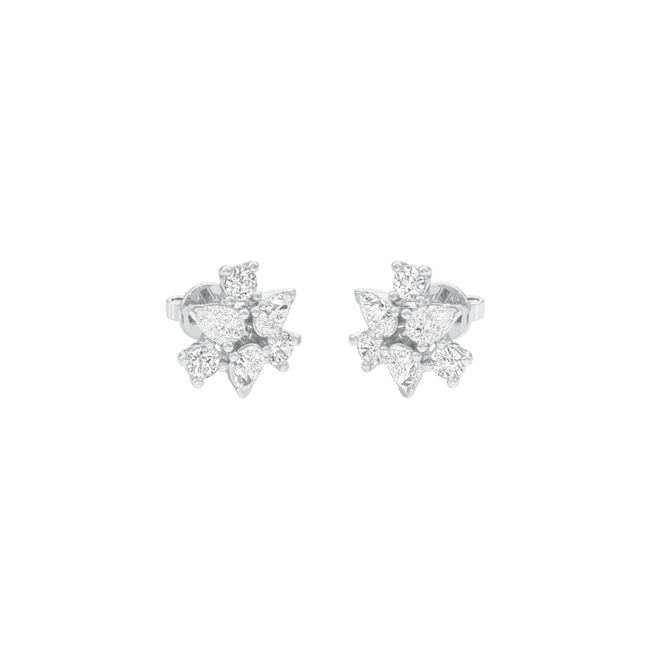 Trinity Glow Diamond Stud Earrings 18 KT / White Gold