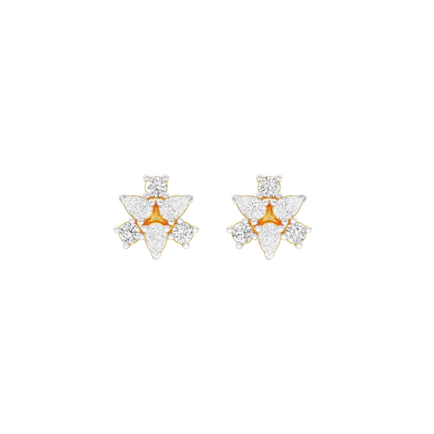 Trinity Glow Diamond Stud Earrings 18 KT / Yellow Gold