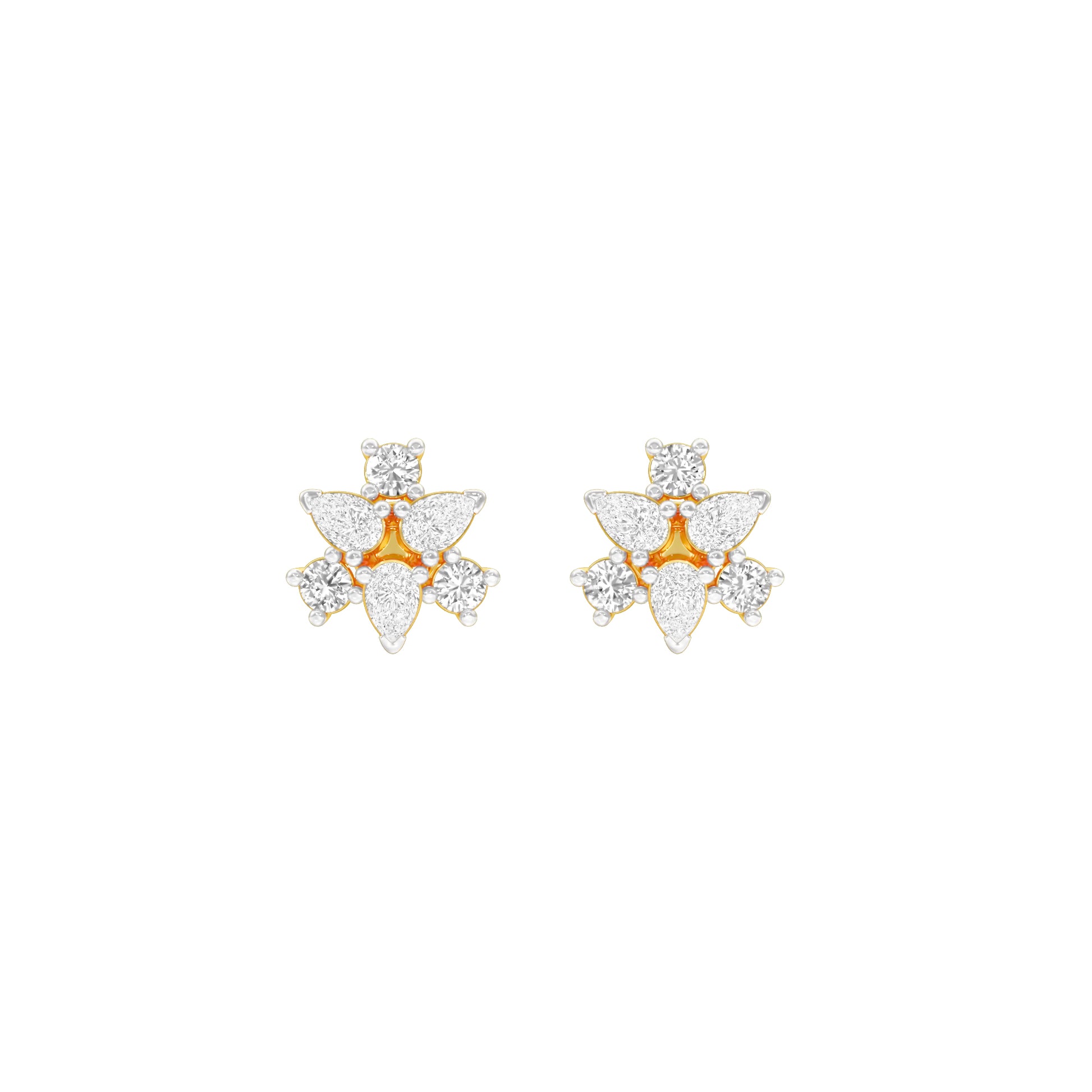 Trinity Glow Diamond Stud Earrings 18 KT / Yellow Gold