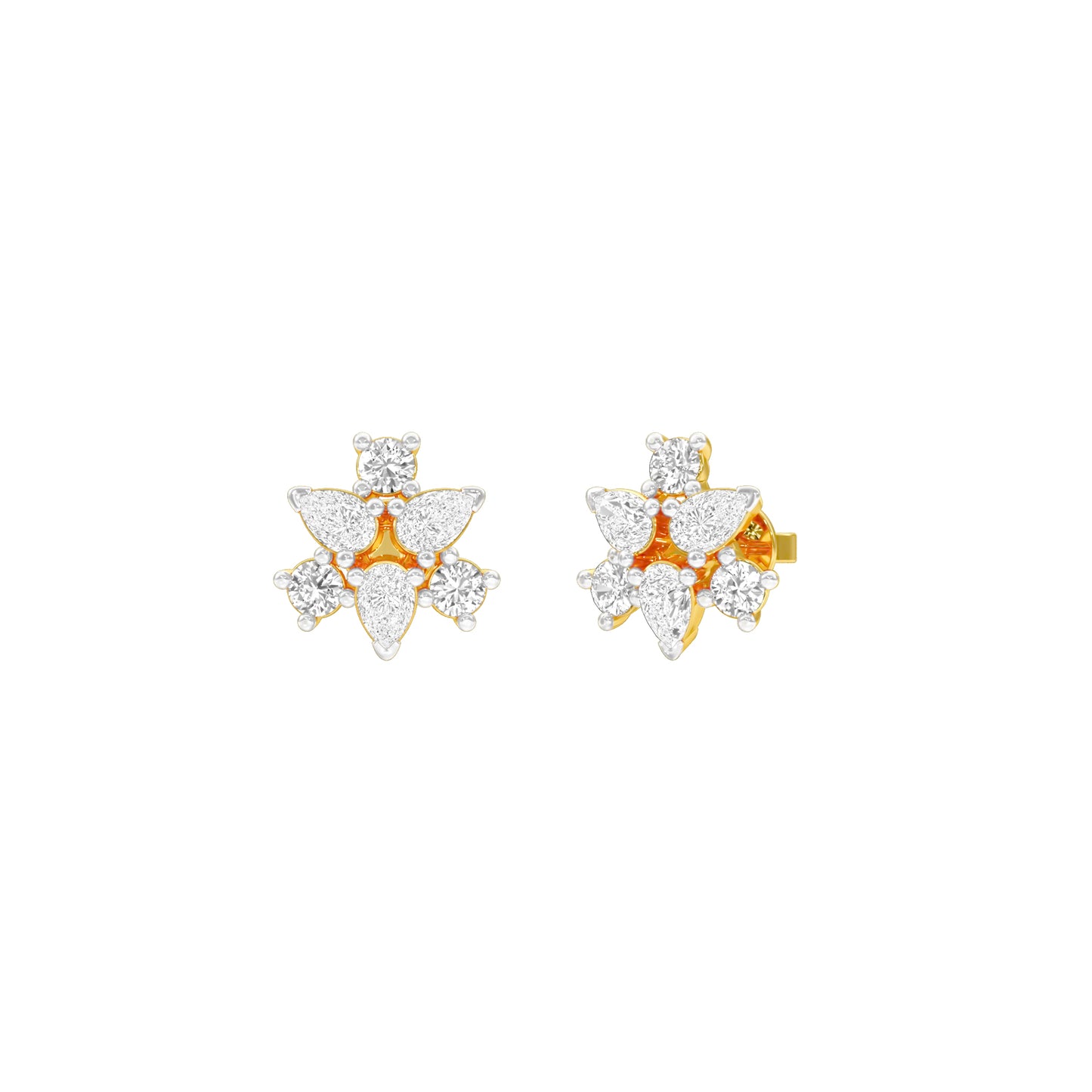 Trinity Glow Diamond Stud Earrings 18 KT / Yellow Gold