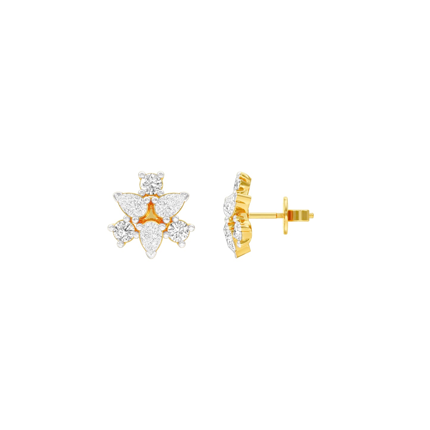 Trinity Glow Diamond Stud Earrings 18 KT / Yellow Gold