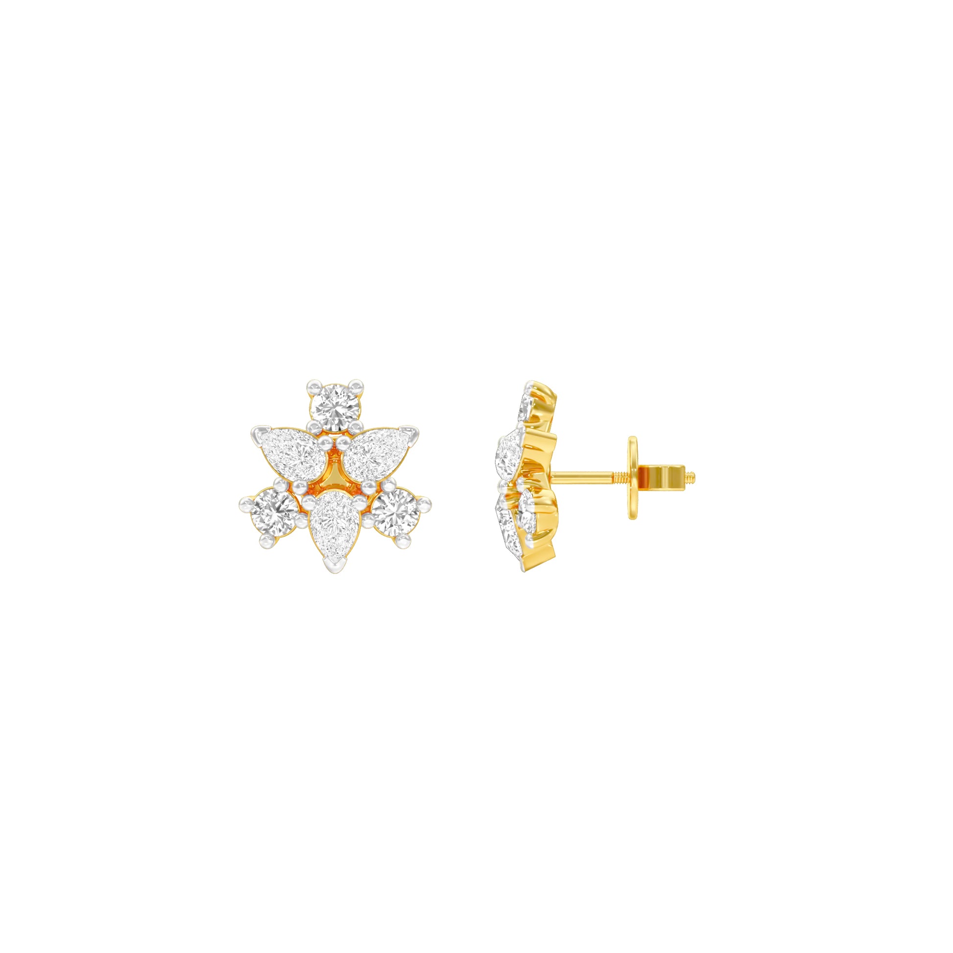 Trinity Glow Diamond Stud Earrings 18 KT / Yellow Gold