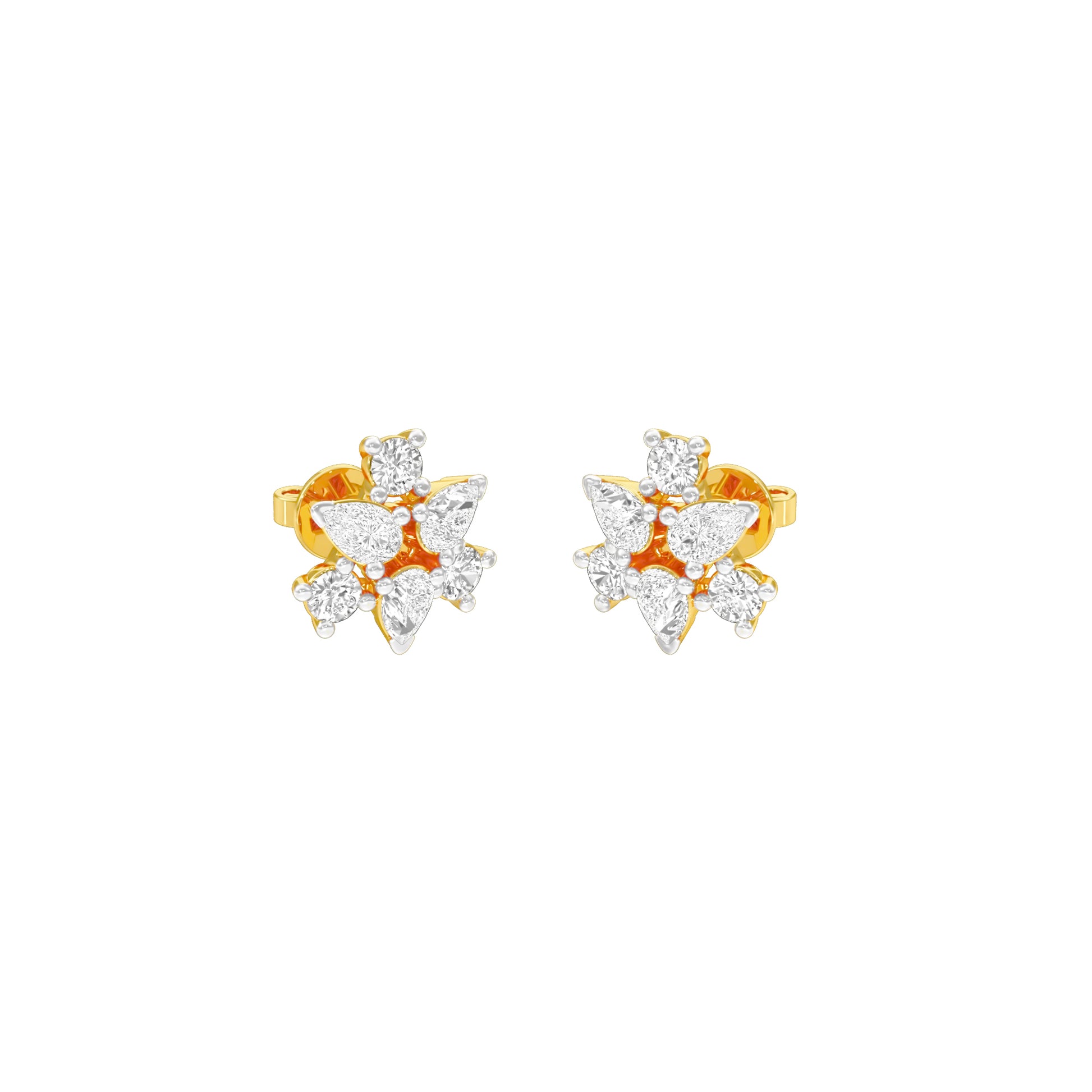 Trinity Glow Diamond Stud Earrings 18 KT / Yellow Gold