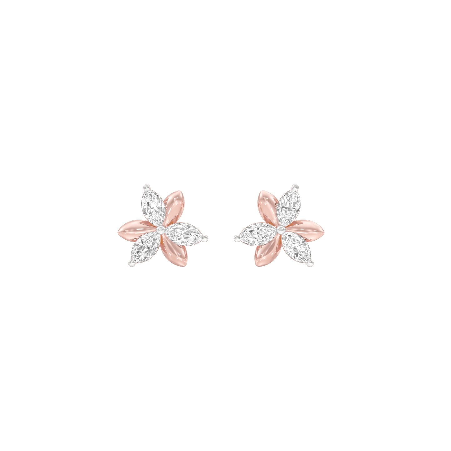 Sparkling Lily Diamond Stud Earrings 18 KT / Rose Gold