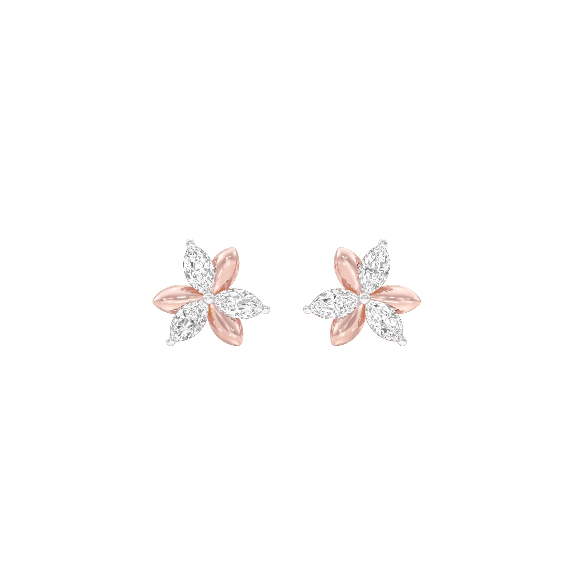 Sparkling Lily Diamond Stud Earrings 18 KT / Rose Gold