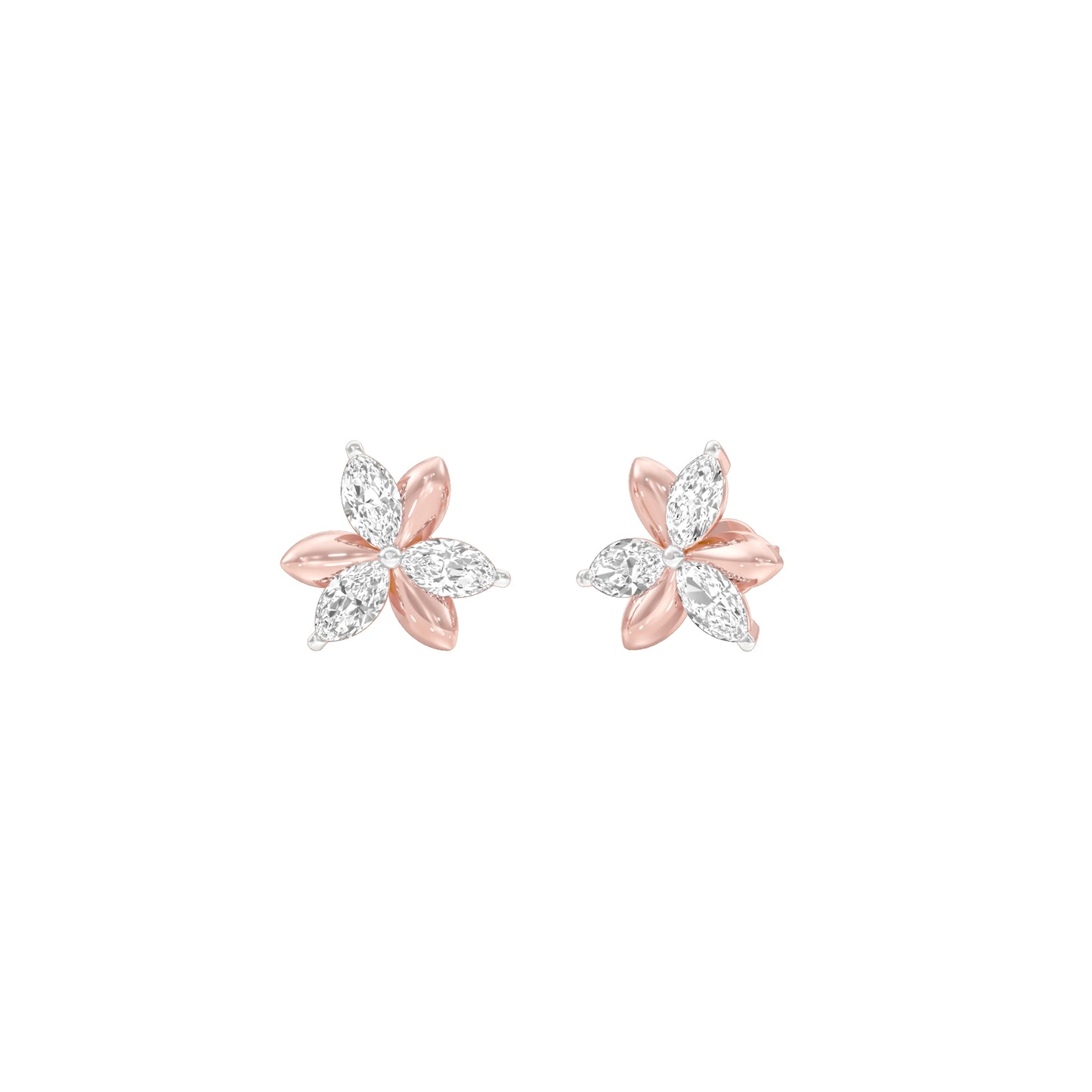 Sparkling Lily Diamond Stud Earrings 18 KT / Rose Gold
