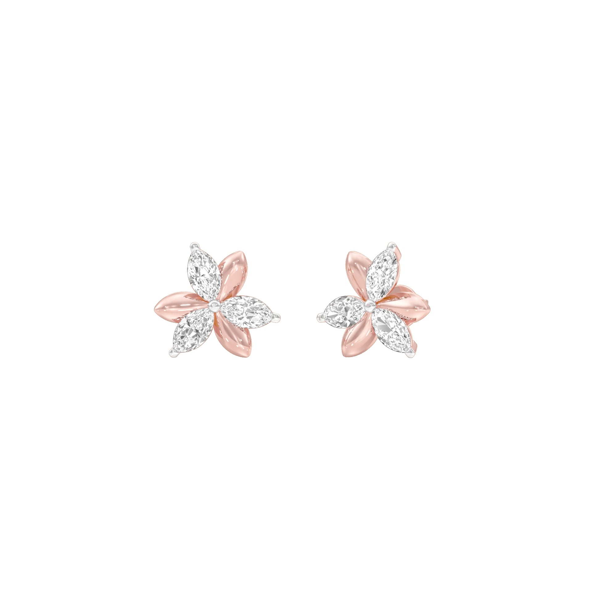 Sparkling Lily Diamond Stud Earrings 18 KT / Rose Gold