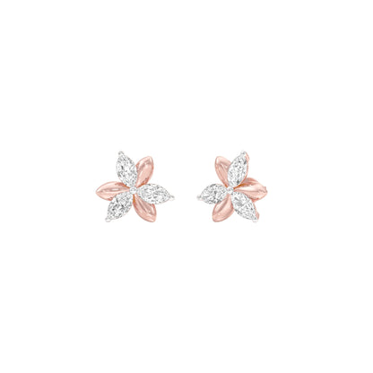Sparkling Lily Diamond Stud Earrings 18 KT / Rose Gold