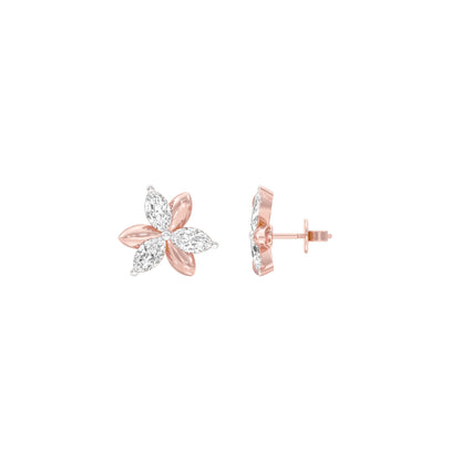 Sparkling Lily Diamond Stud Earrings 18 KT / Rose Gold