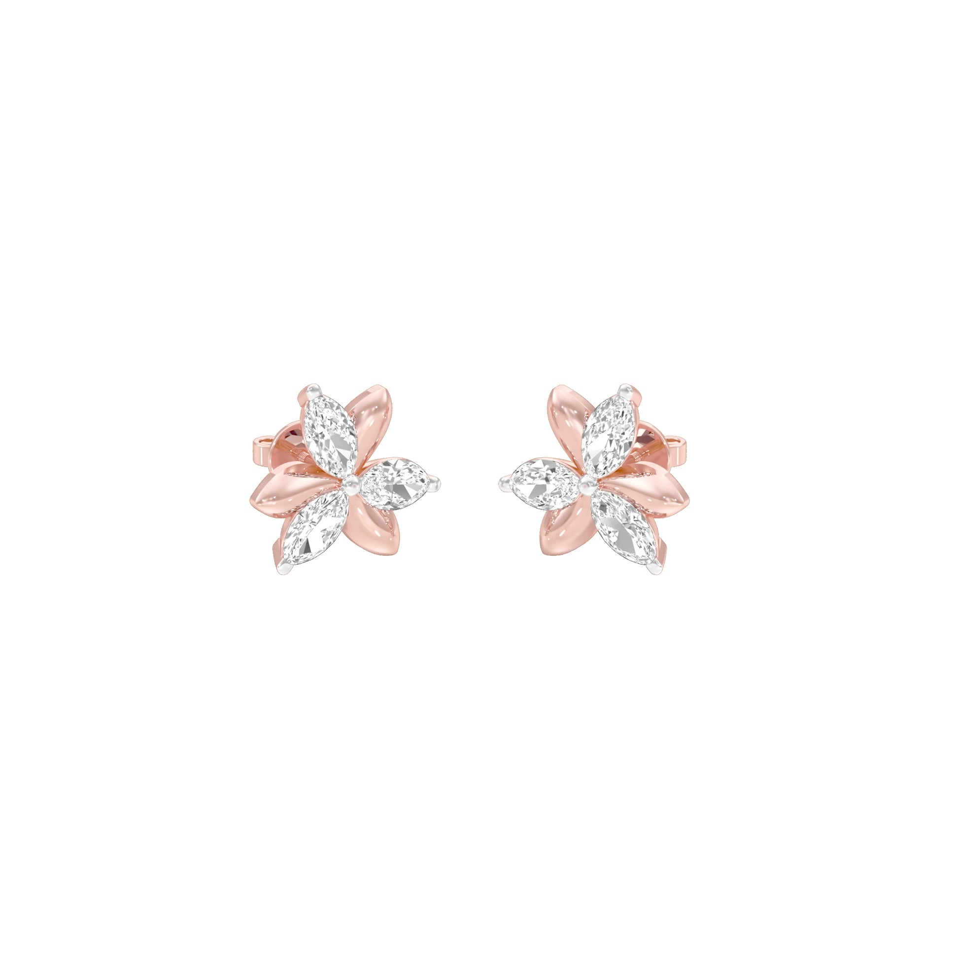 Sparkling Lily Diamond Stud Earrings 18 KT / Rose Gold