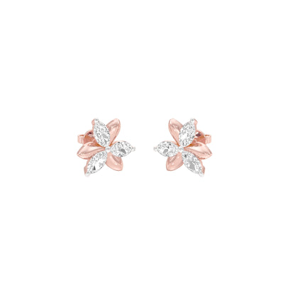 Sparkling Lily Diamond Stud Earrings 18 KT / Rose Gold