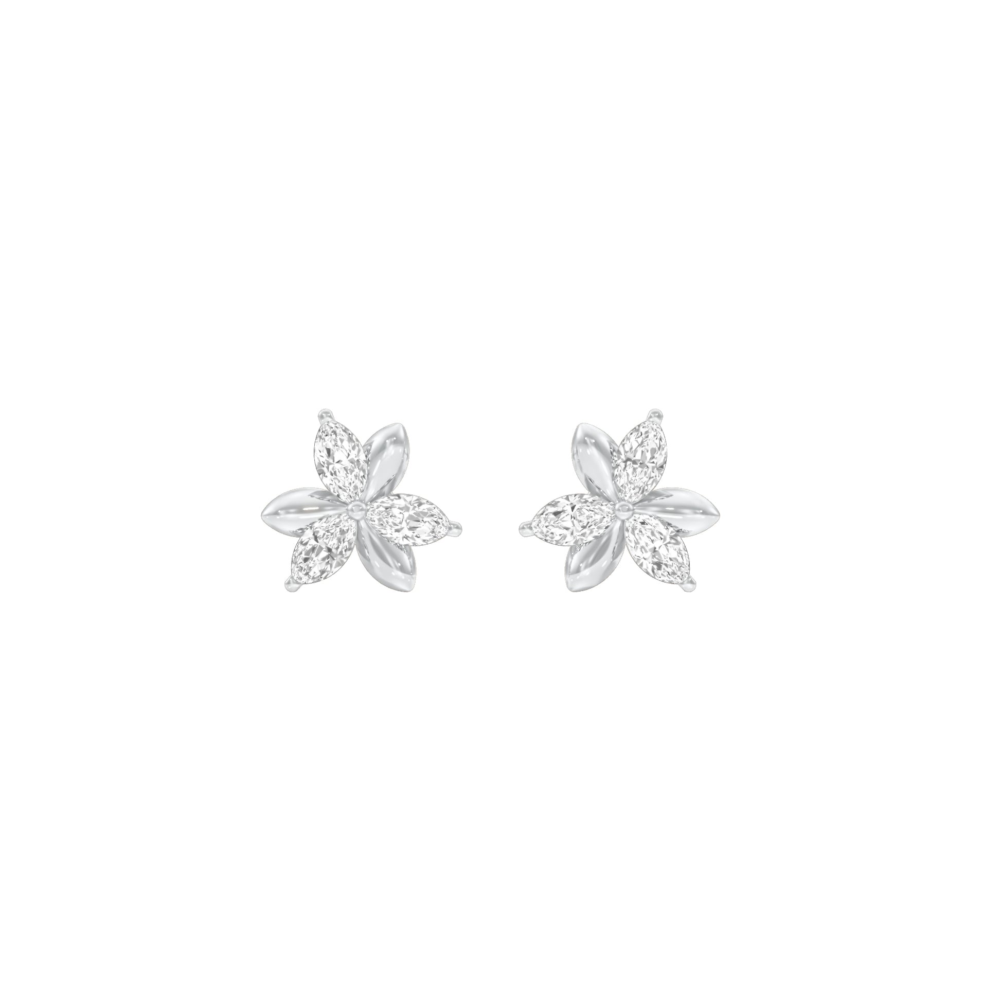 Sparkling Lily Diamond Stud Earrings 18 KT / White Gold