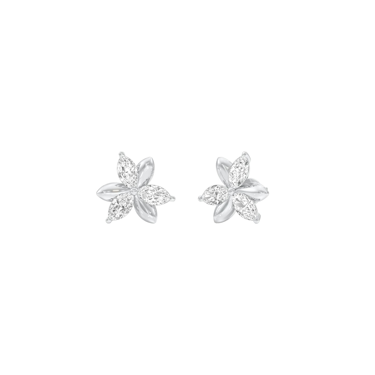 Sparkling Lily Diamond Stud Earrings 18 KT / White Gold