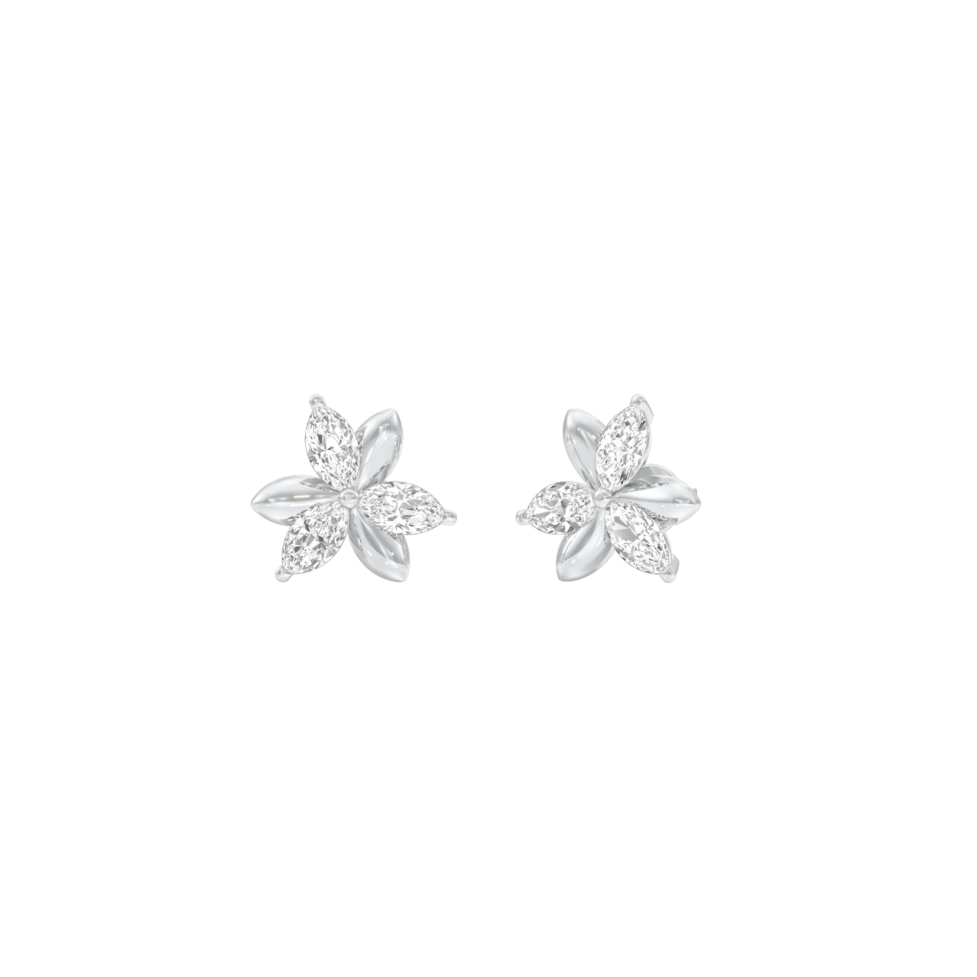 Sparkling Lily Diamond Stud Earrings 18 KT / White Gold