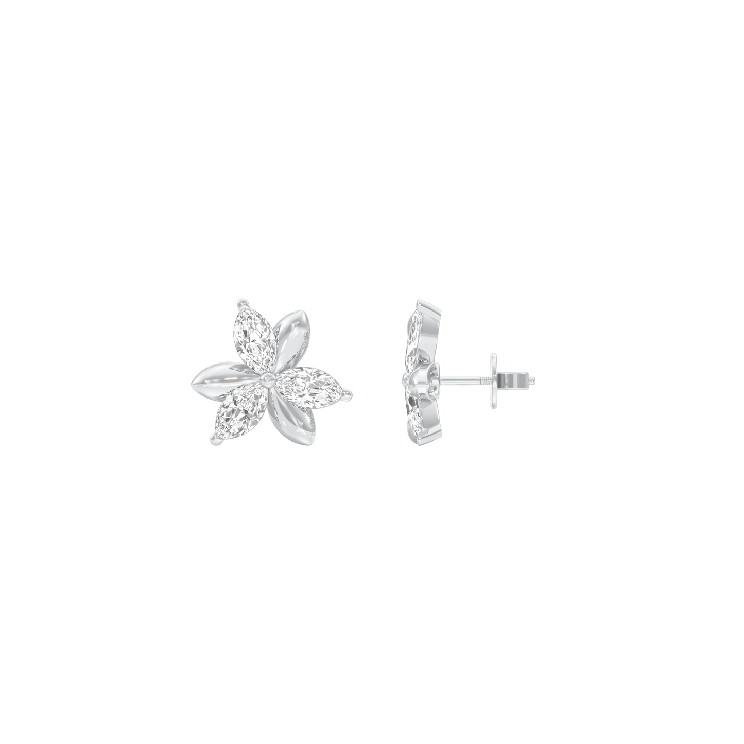 Sparkling Lily Diamond Stud Earrings 18 KT / White Gold