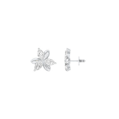 Sparkling Lily Diamond Stud Earrings 18 KT / White Gold