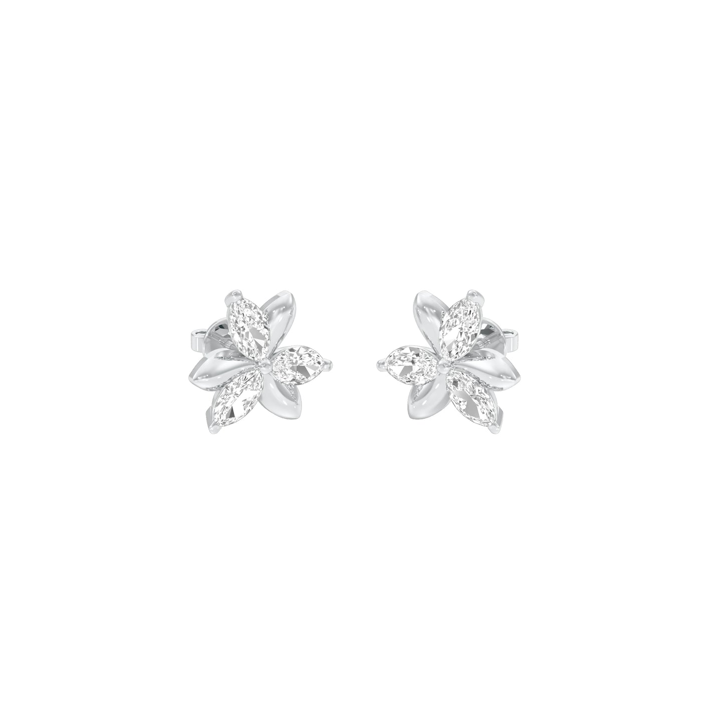 Sparkling Lily Diamond Stud Earrings 18 KT / White Gold