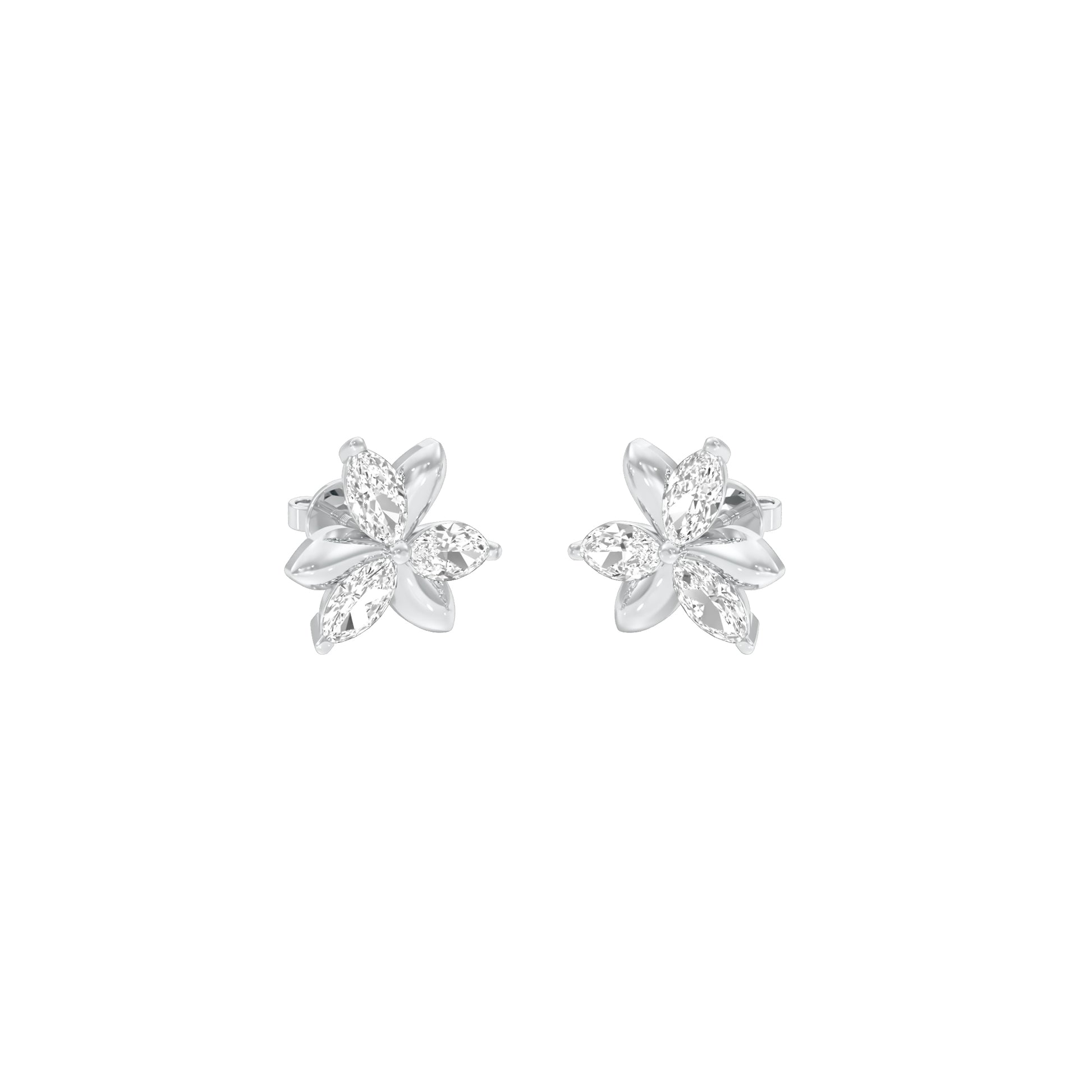 Sparkling Lily Diamond Stud Earrings 18 KT / White Gold