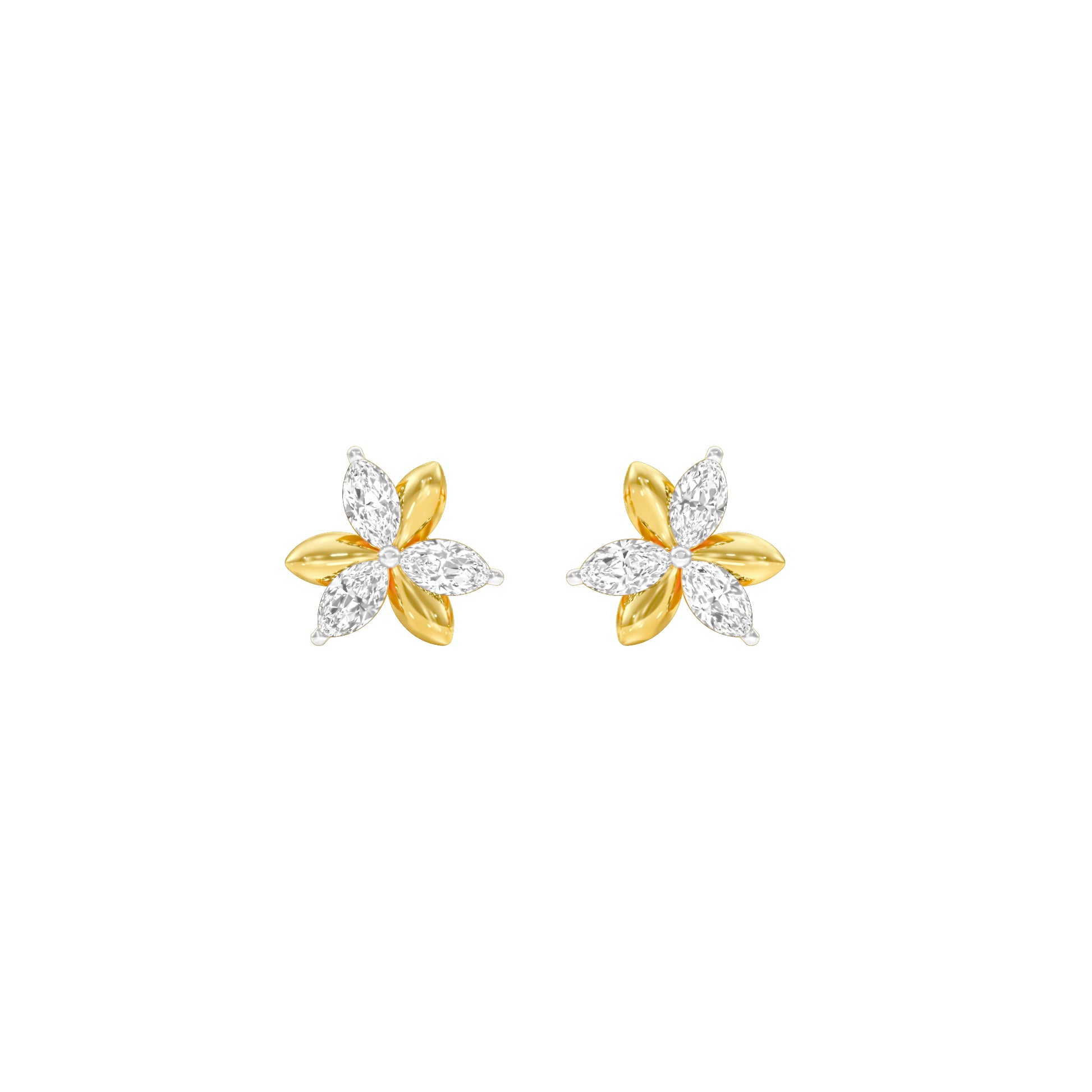 Sparkling Lily Diamond Stud Earrings 18 KT / Yellow Gold