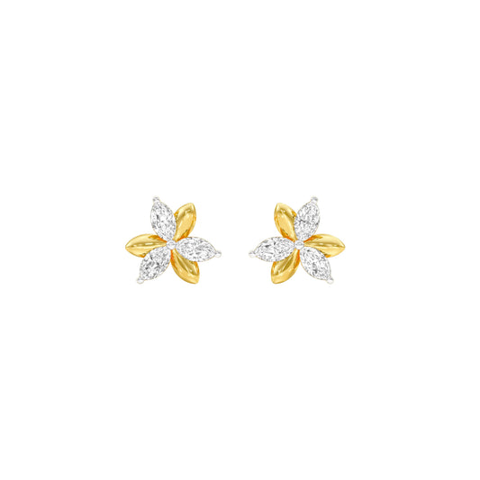 Sparkling Lily Diamond Stud Earrings 18 KT / Yellow Gold