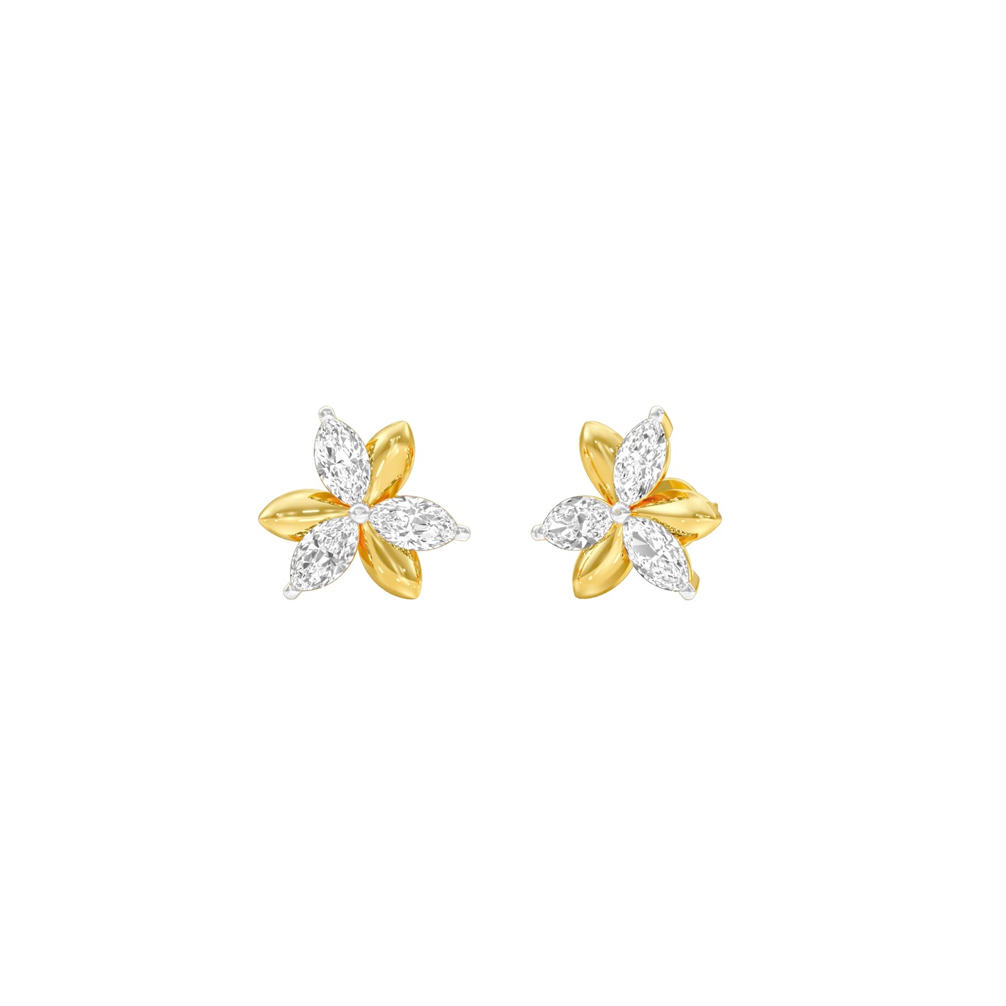 Sparkling Lily Diamond Stud Earrings 18 KT / Yellow Gold