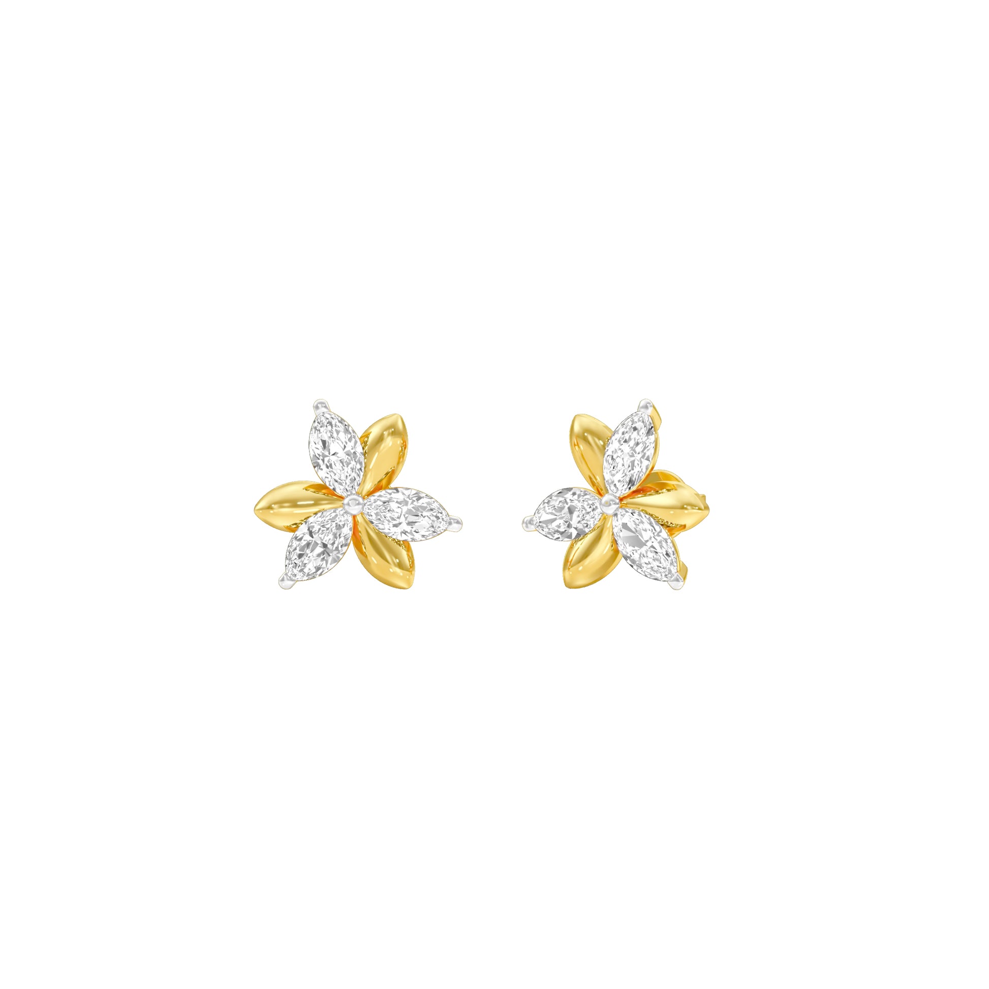 Sparkling Lily Diamond Stud Earrings 18 KT / Yellow Gold